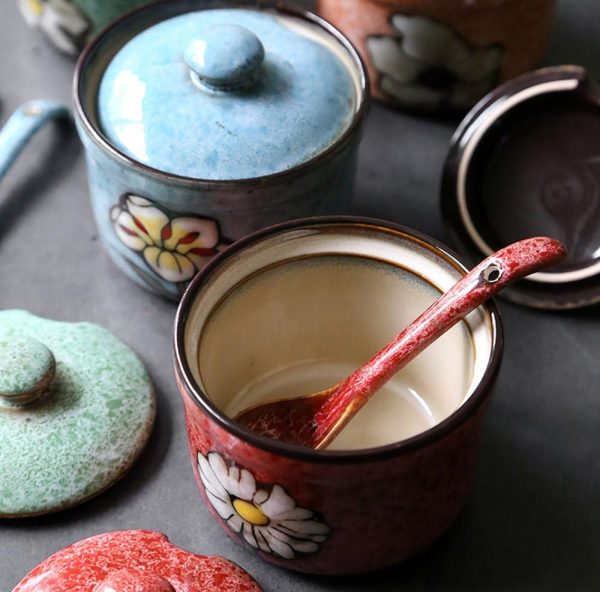 Ceramic Vintage Pattern Sugar, Salt, Pepper Jar