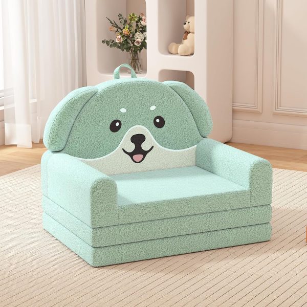Foldable Kids Couch with Convertible Lounger Design